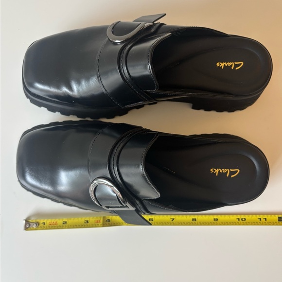 Clarks Black Leather Loafers with Buckle - Picture 7 of 7